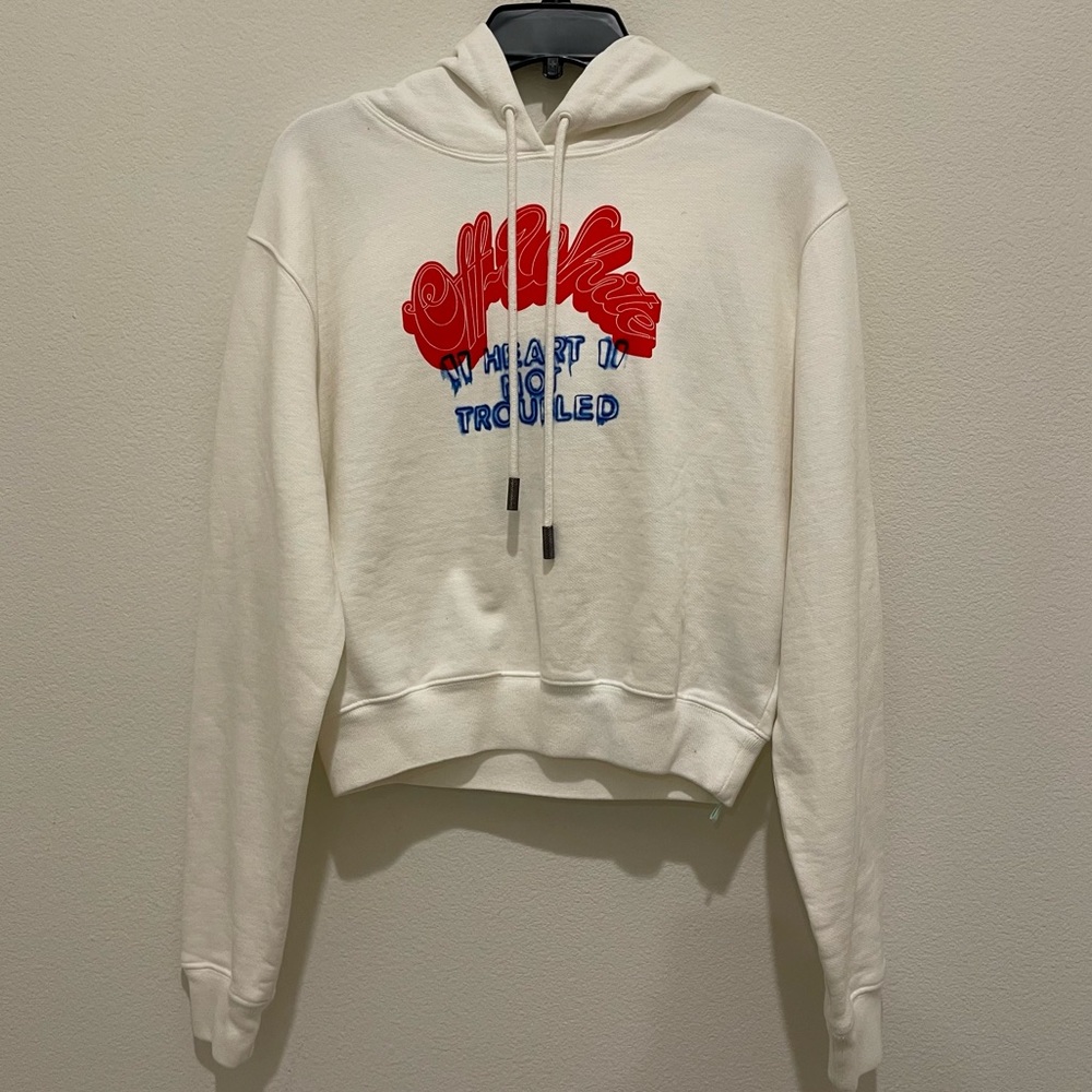 Off-White Heart Not Trouble Crop Hoodie